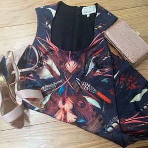 Nicole Miller multicolored cocktail dress navy
